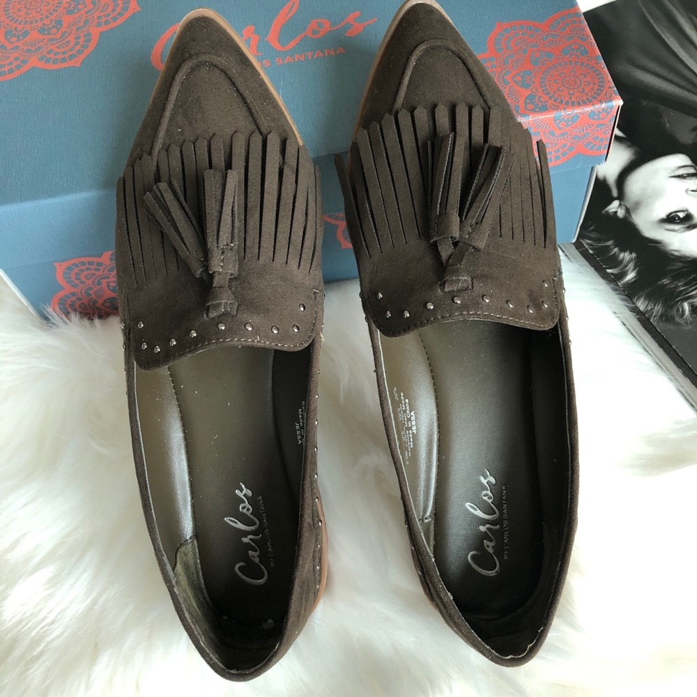 Carlos Santana Dark Brown Fringe Loafers 8.5 - Picture 2 of 6